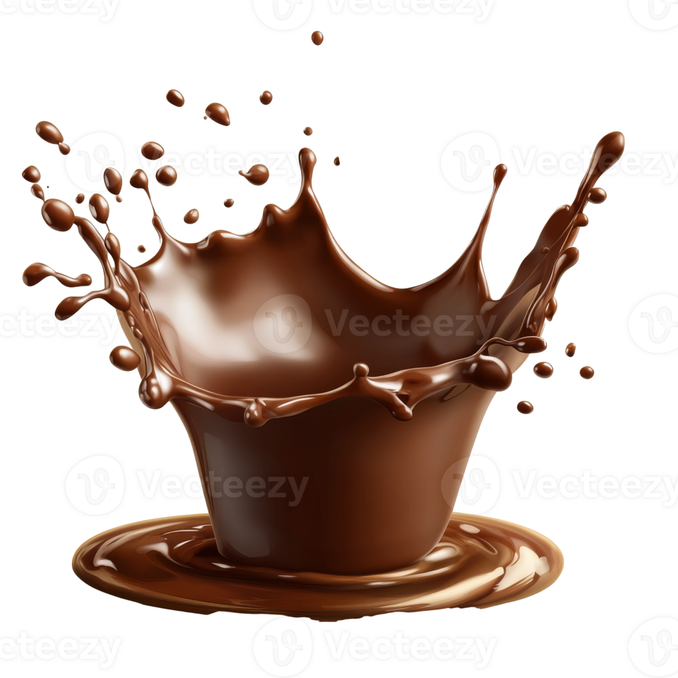 chocolate respingo criando uma dinâmico visual efeito png