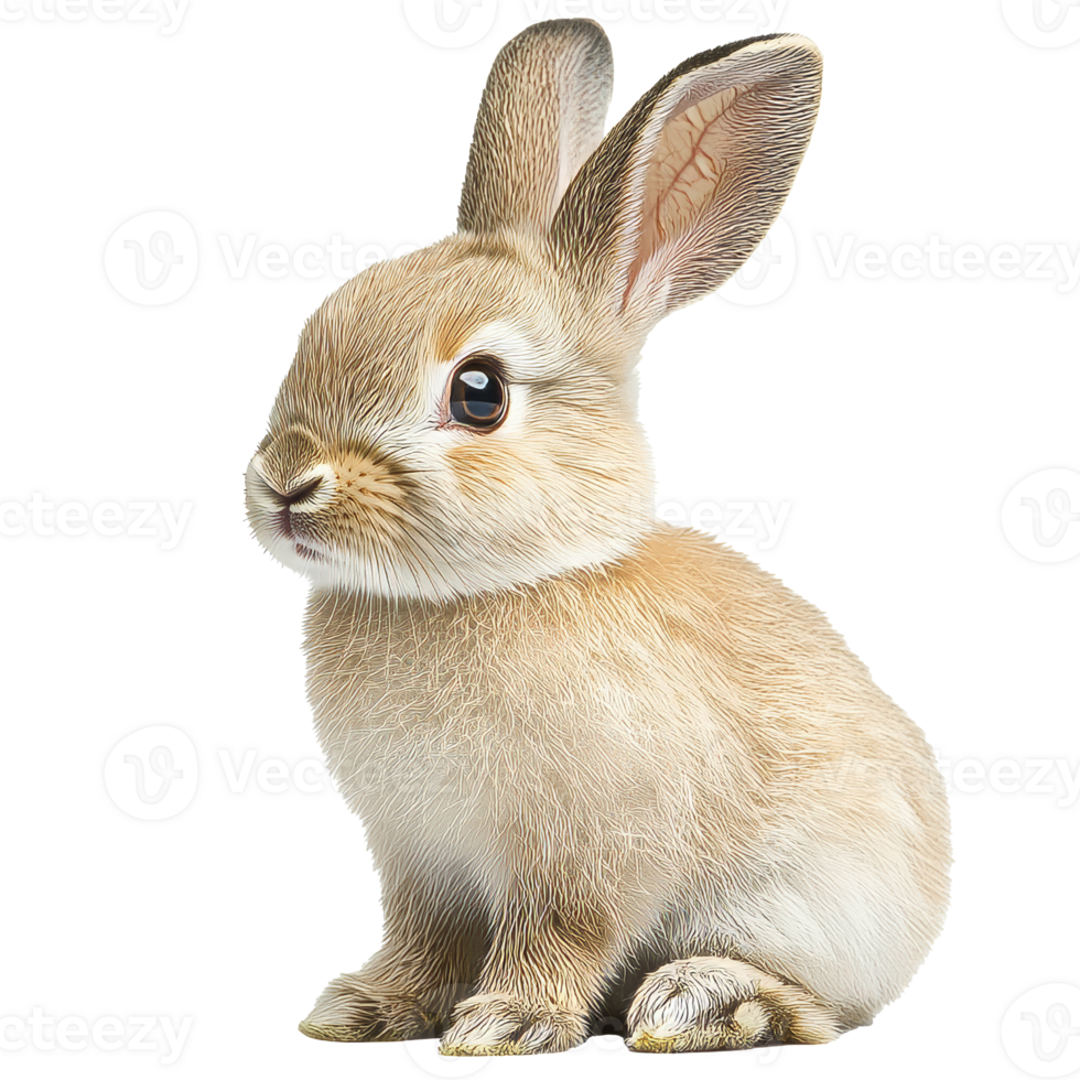 Cute rabbit sitting quietly on soft surface png