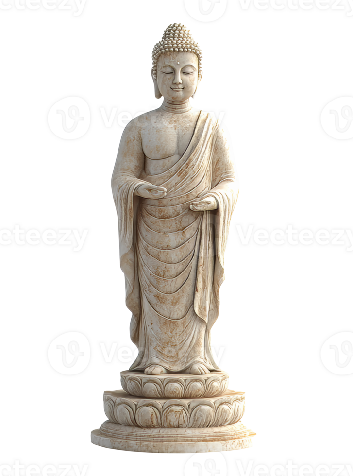 Standing Buddha statue in serene pose png