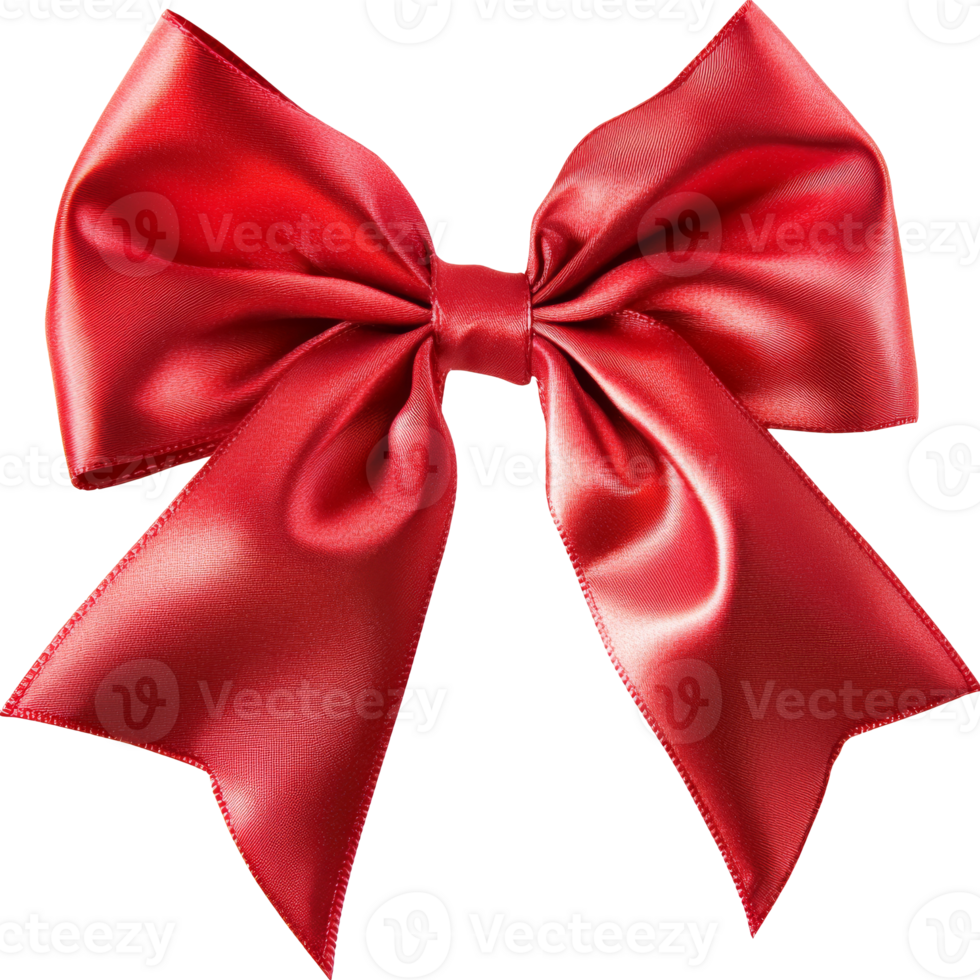 Bright red satin bow for festive decorations png