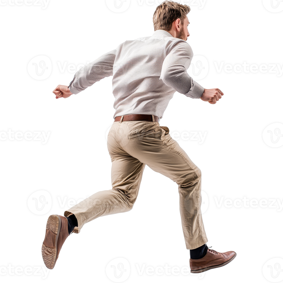 Man running in dress shirt and pants png