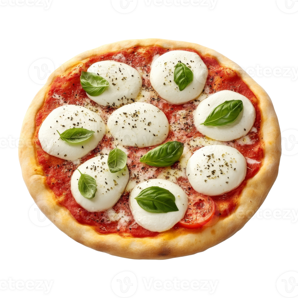 Fresh mozzarella and basil pizza png