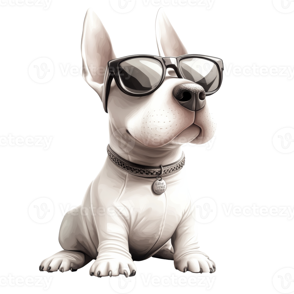 Cool bulldog in shades poses outside png