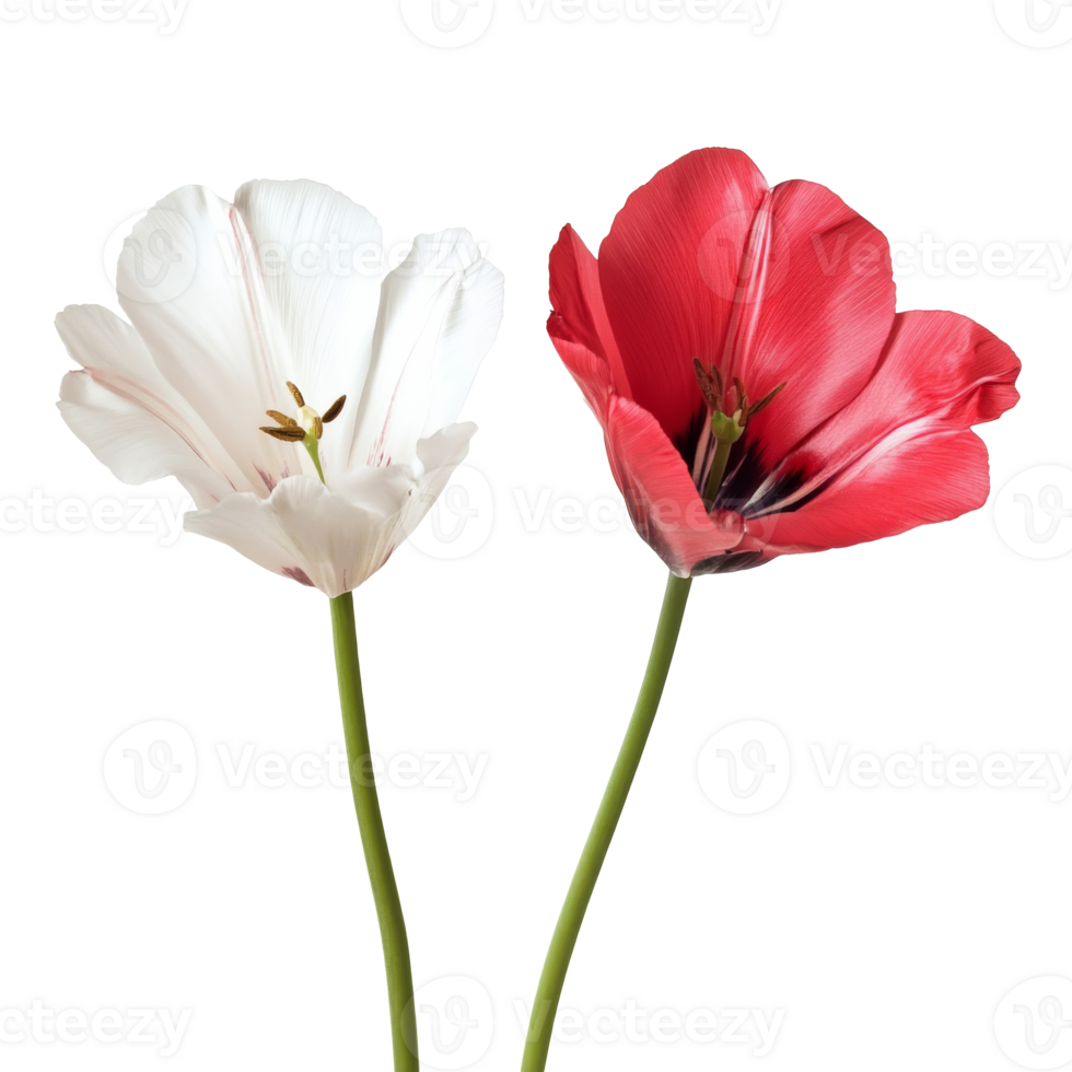 sbalorditivo bianca e rosso tulipani nel primavera fioritura png