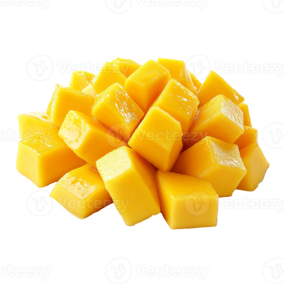 Fresh mango cubes piled high for a vibrant snack png