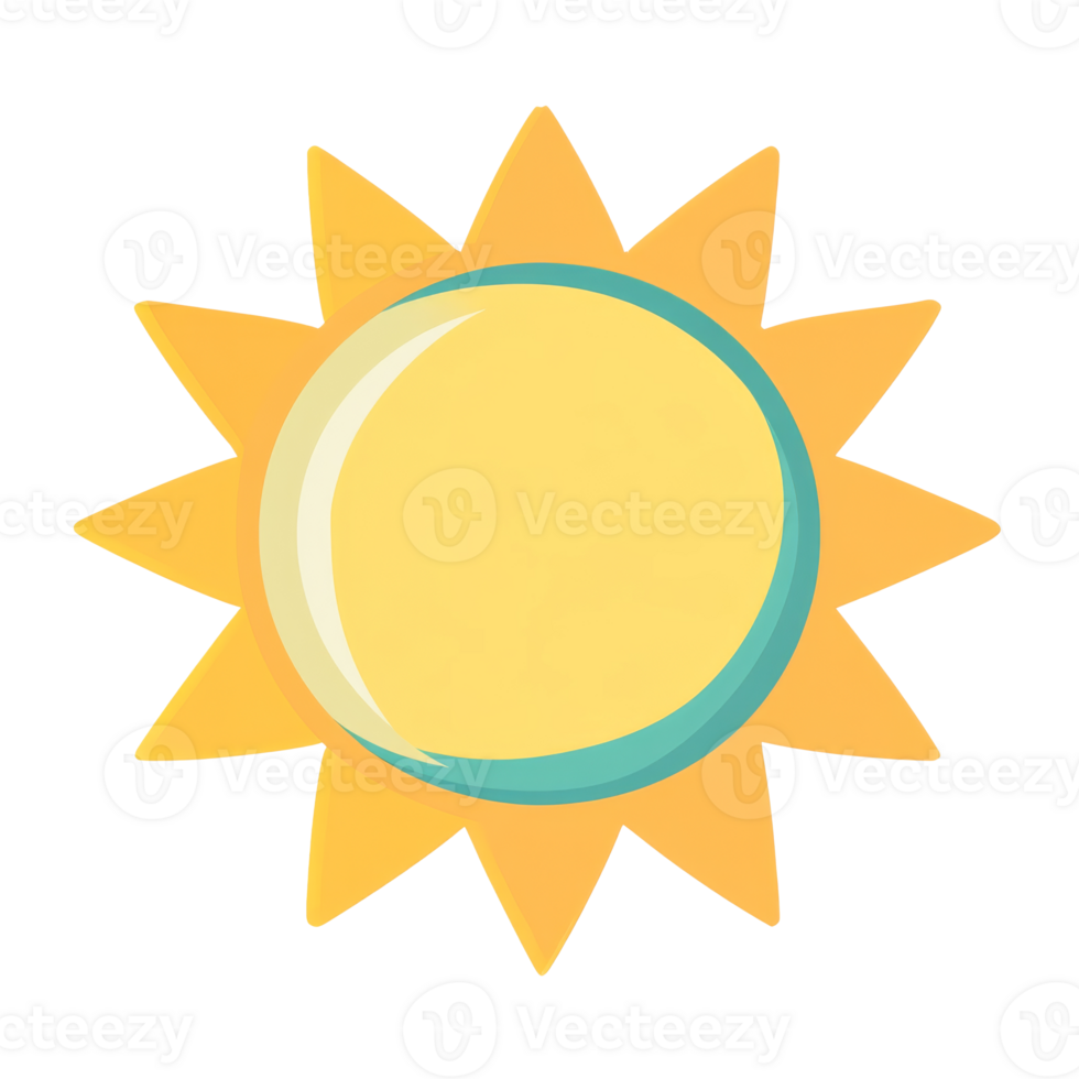 Bright sun symbol illustrating a sunny day png