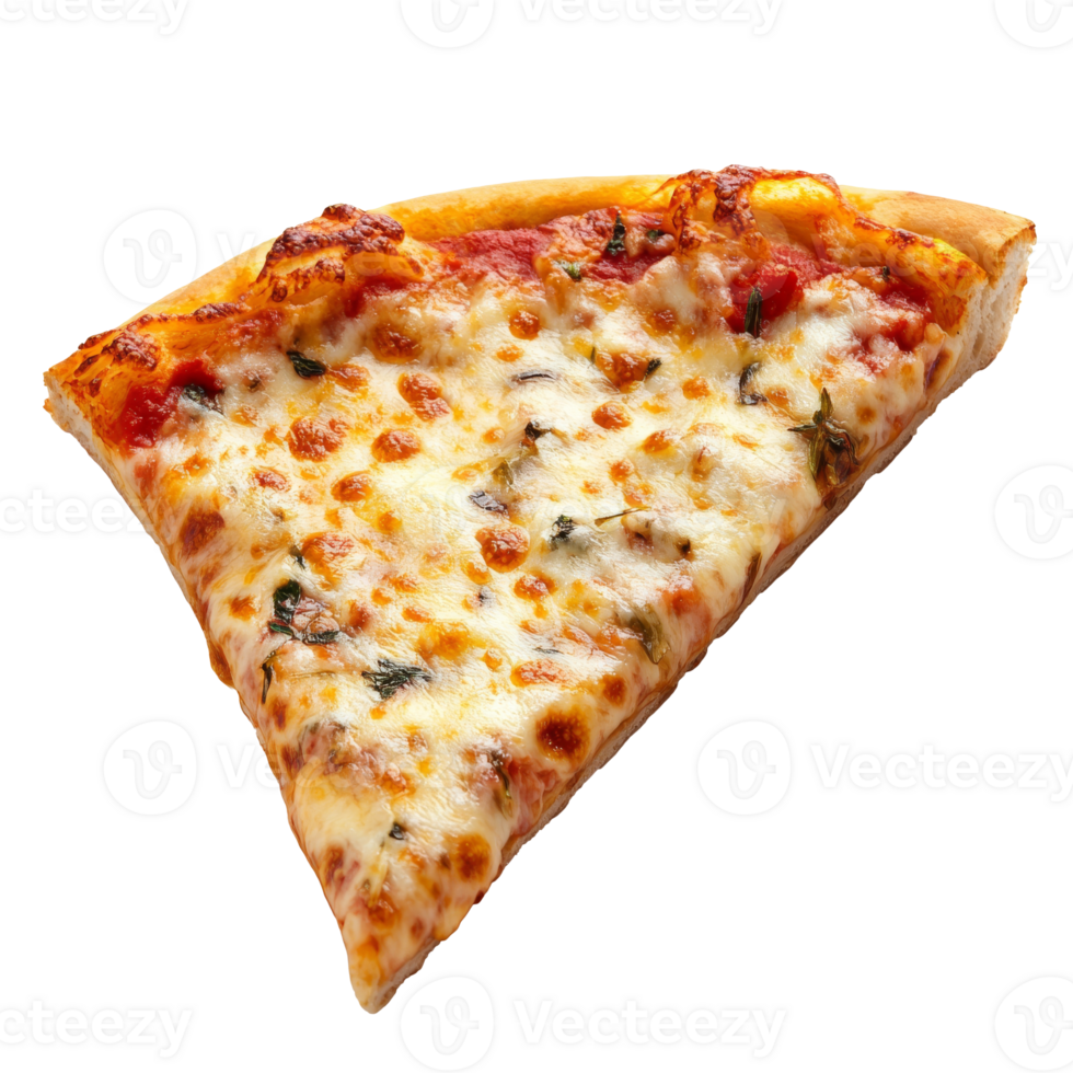 Delicious cheese pizza slice with fresh toppings png