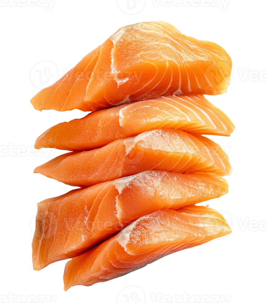 Fresh salmon fillets stacked for culinary use png