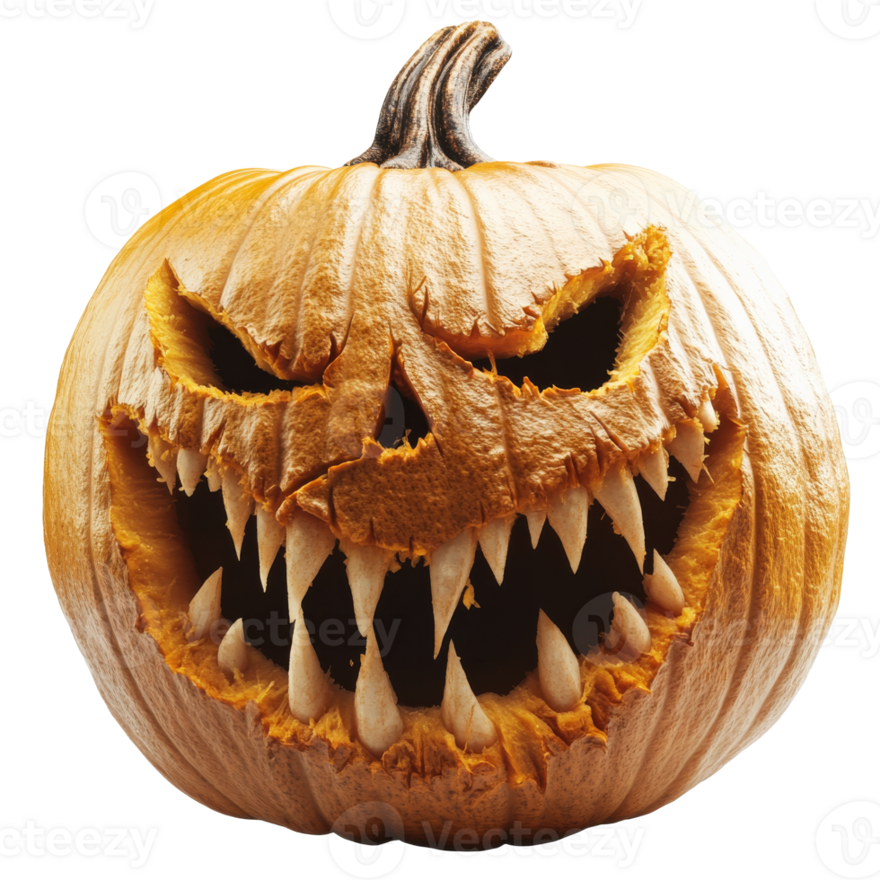 Creative pumpkin carving with scary design png