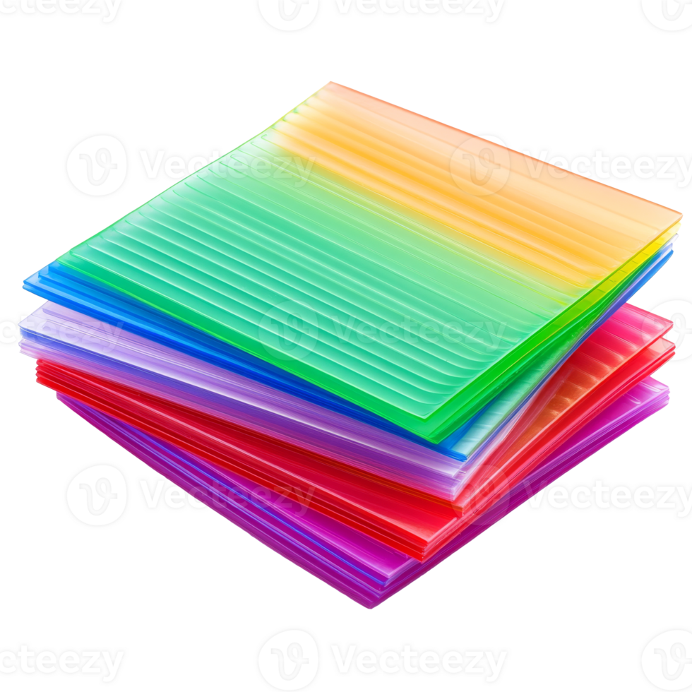 Colorful plastic sheets stacked in vibrant hues png