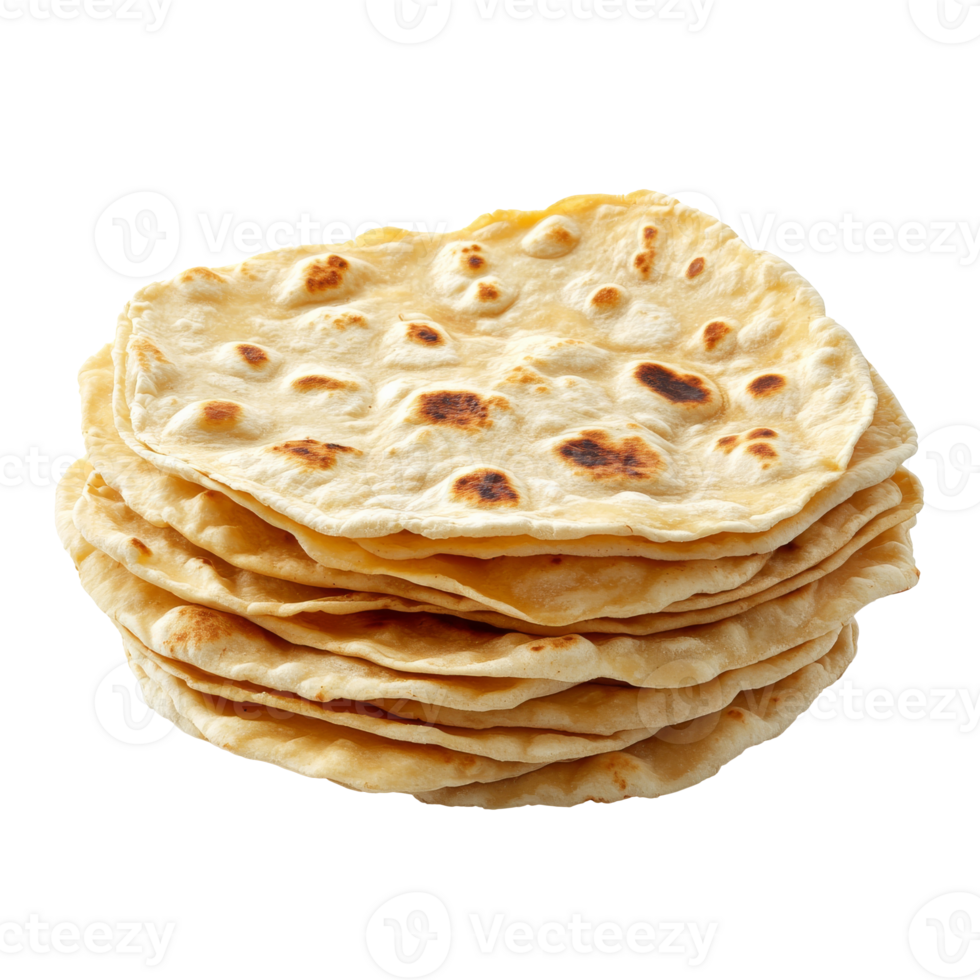 Deliciously warm flatbreads stacked in a neat pile png