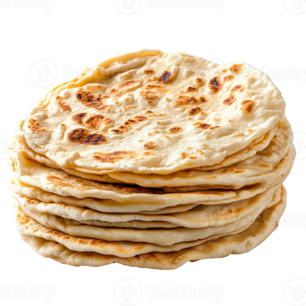 Flatbread stacked neatly for a delicious meal png