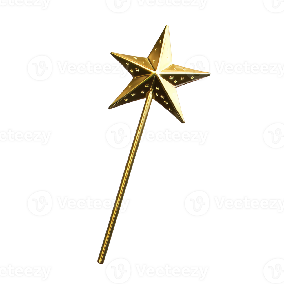 Golden star wand for magical celebrations png