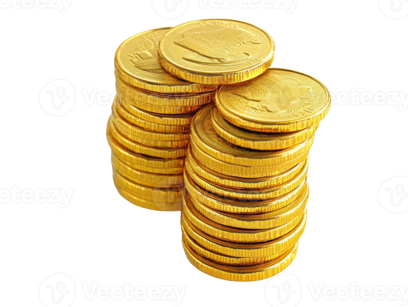 Stacks of gold coins symbolize wealth png