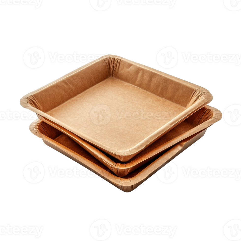 Stacked cardboard baking trays on counter png