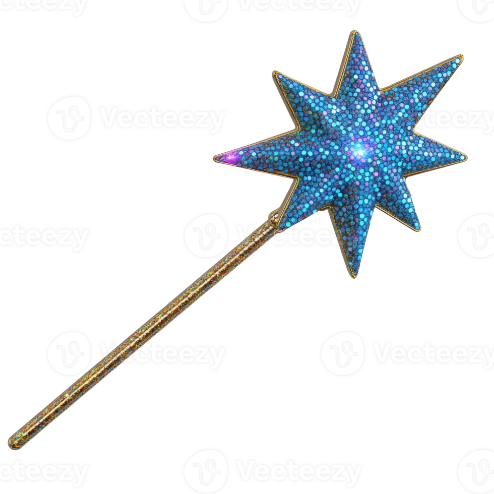 Sparkling blue star wand for magical celebrations png