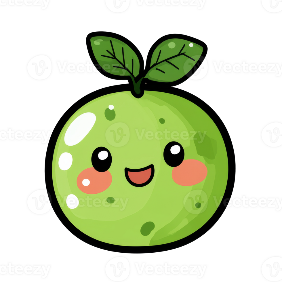 Cute green fruit character with smiling face png