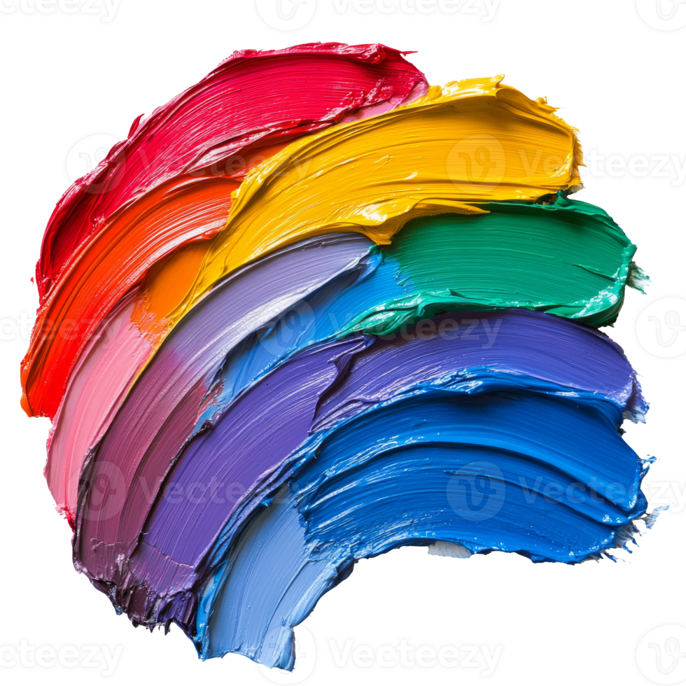Colorful paint strokes forming a rainbow arc png