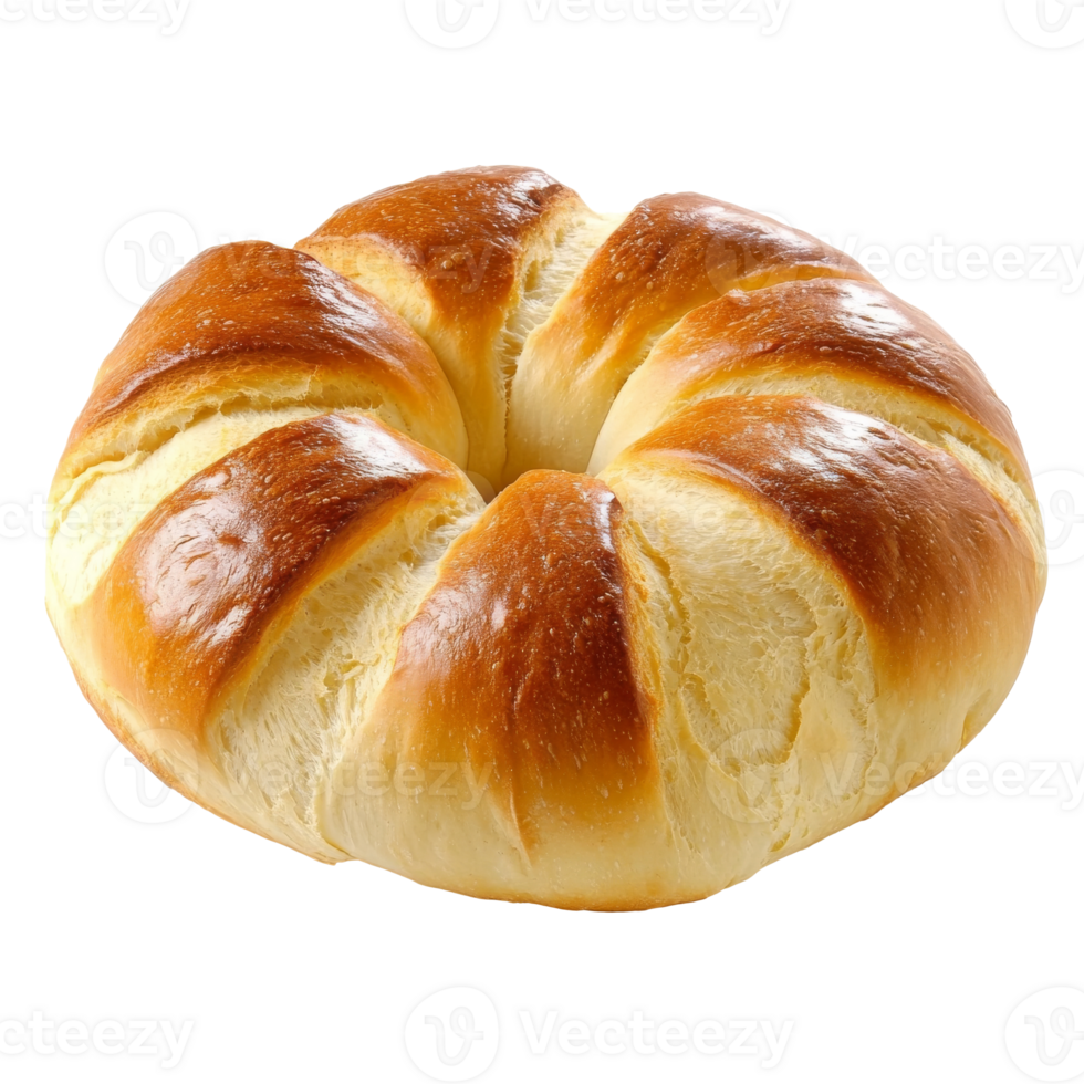 Freshly baked round bread with golden crust png