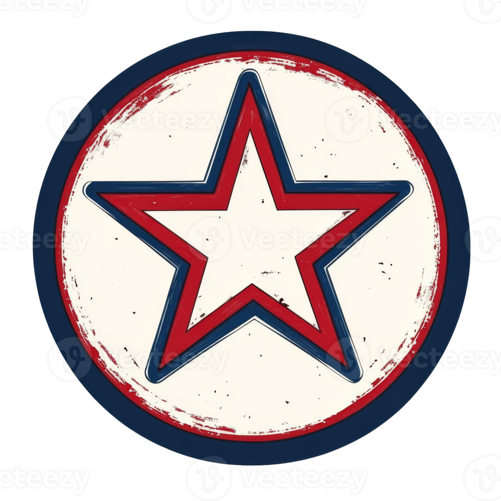 Red and blue star emblem on light bg png