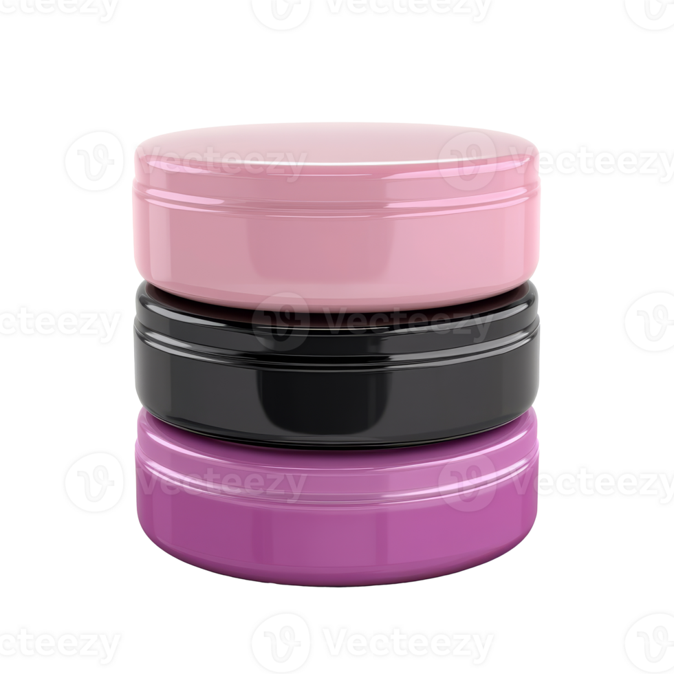 Vibrant cosmetic container stack png