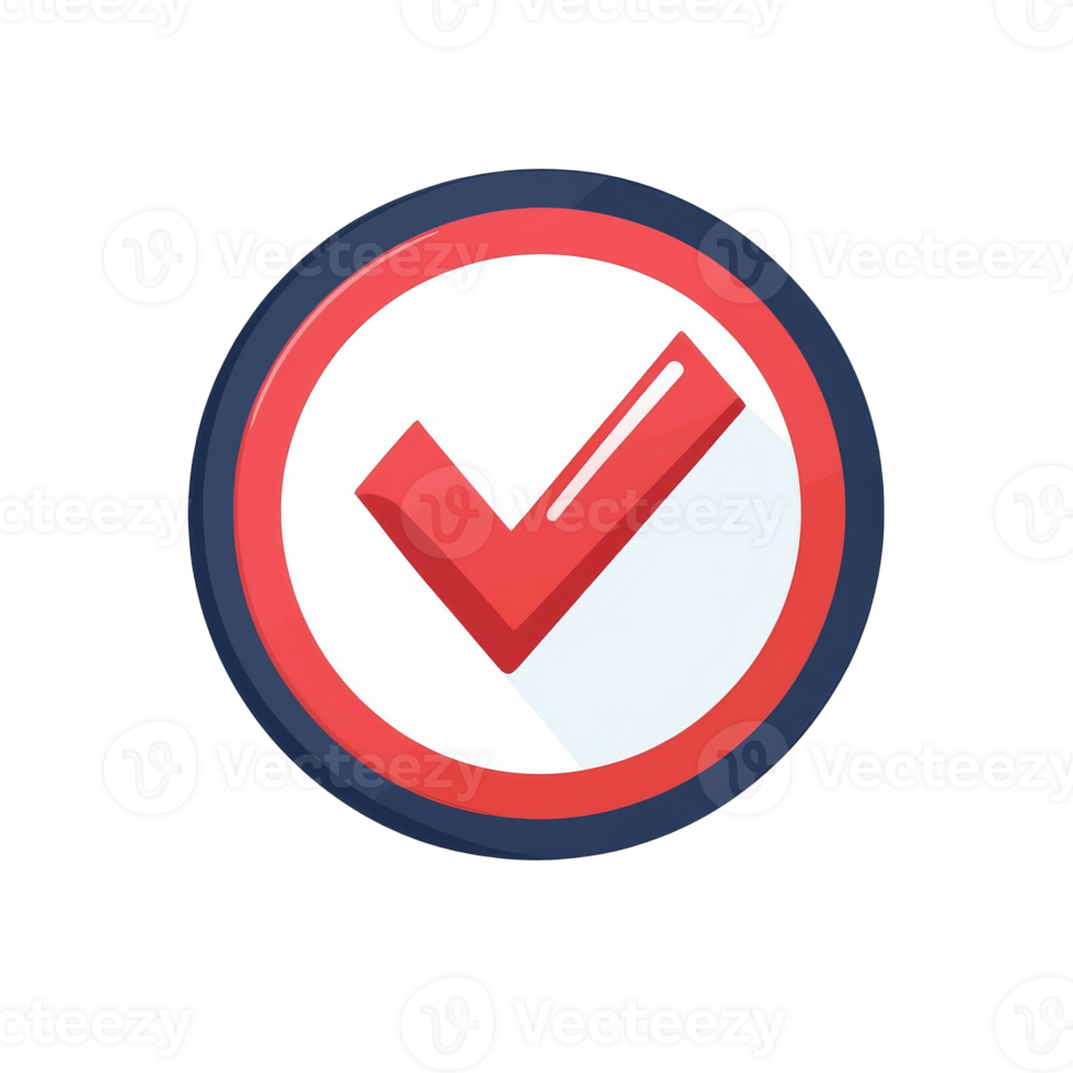 Checkmark symbol in red and blue circular design png