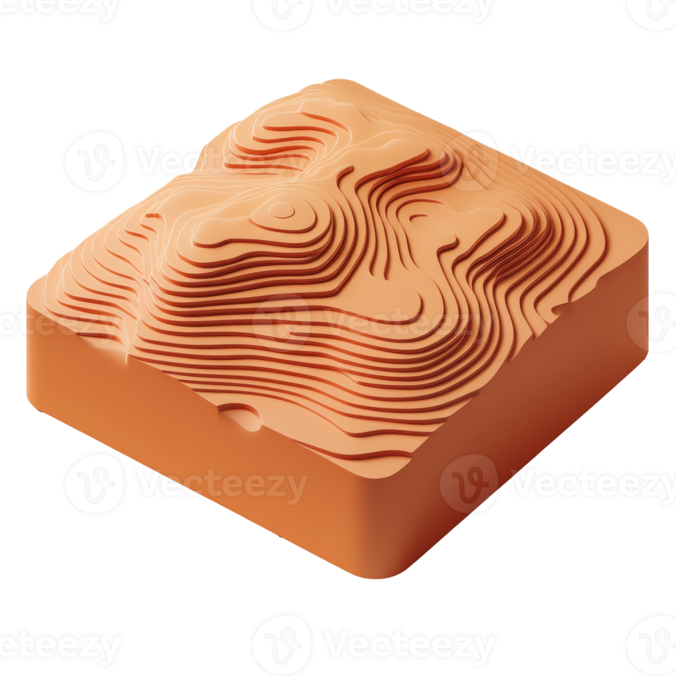 Unique textured orange block with wavy patterns png