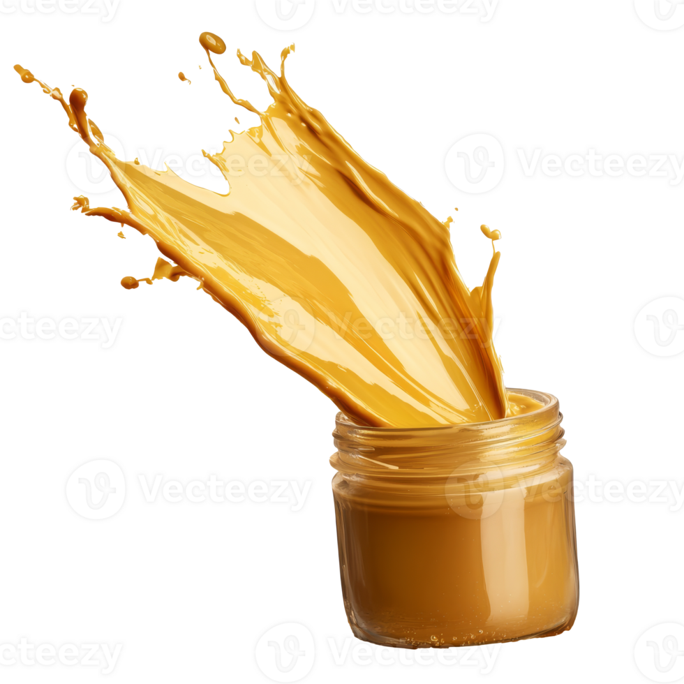 Splash of yellow paint from a glass jar png