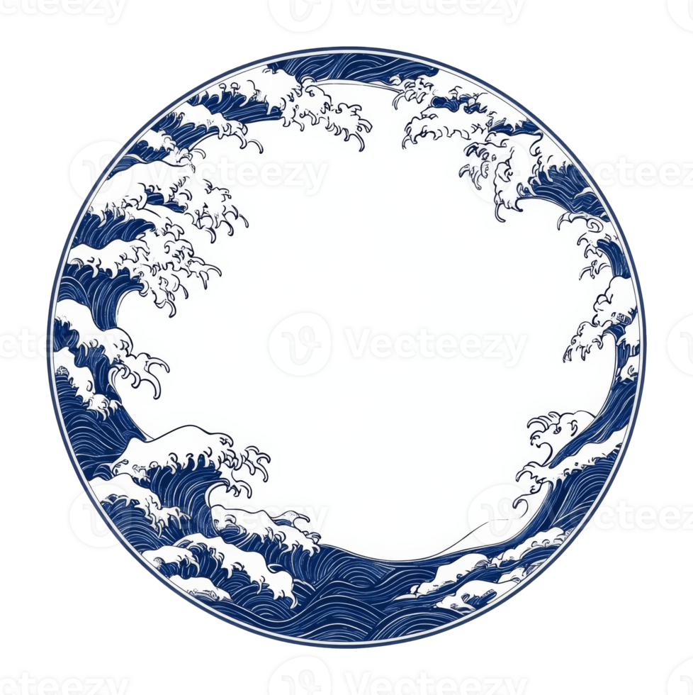 Serene ocean waves in a circular design png