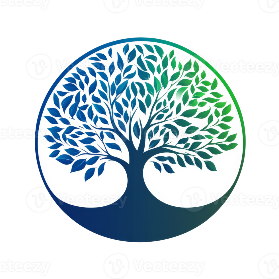 Beautiful circular leaf tree design png