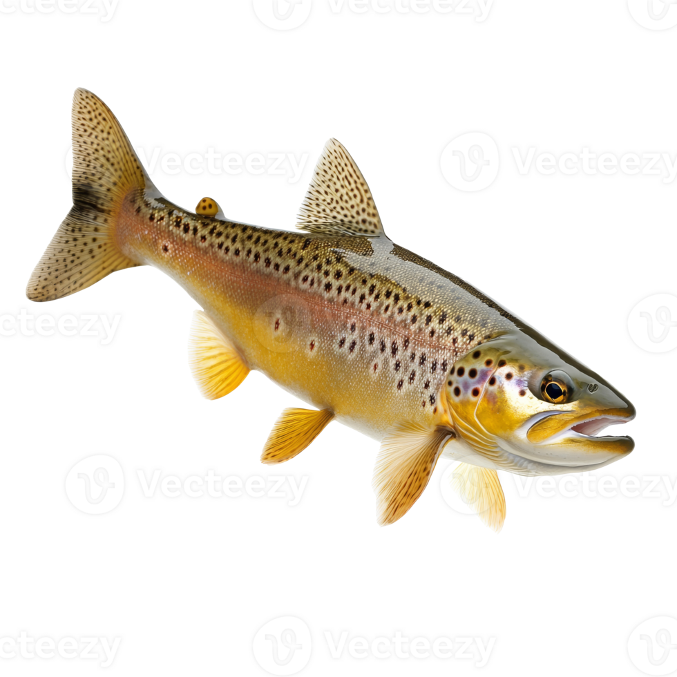 Brown trout swimming in clear water display png