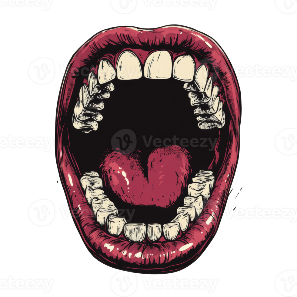 Unique artwork featuring an open mouth with teeth png