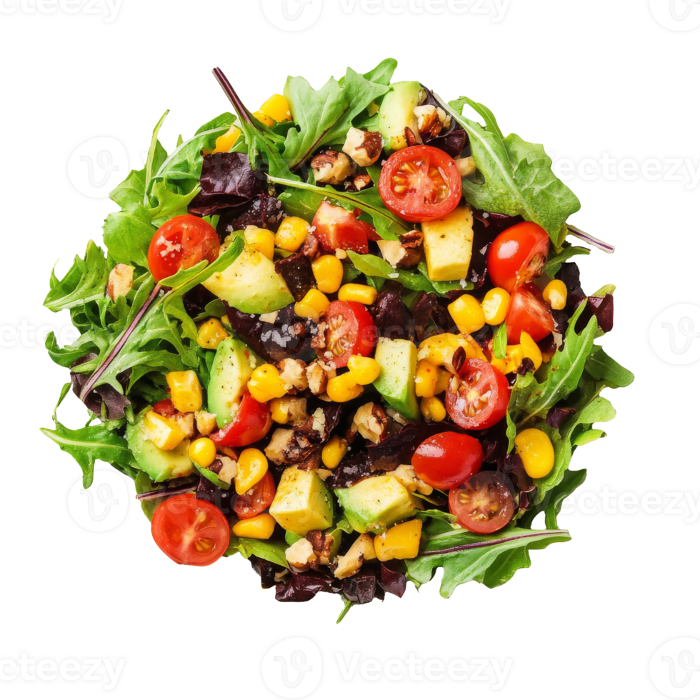Vegetable and nut salad on white png