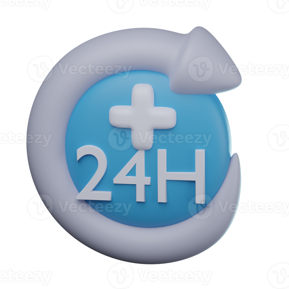 3D 24 Hours Service Transparent Icon Illustration png
