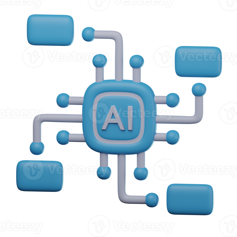 3D AI Algorithm Transparent Icon Illustration png