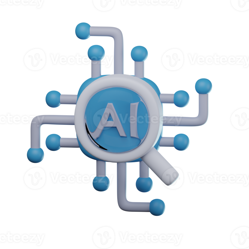 3D AI Analysis Transparent Icon Illustration png