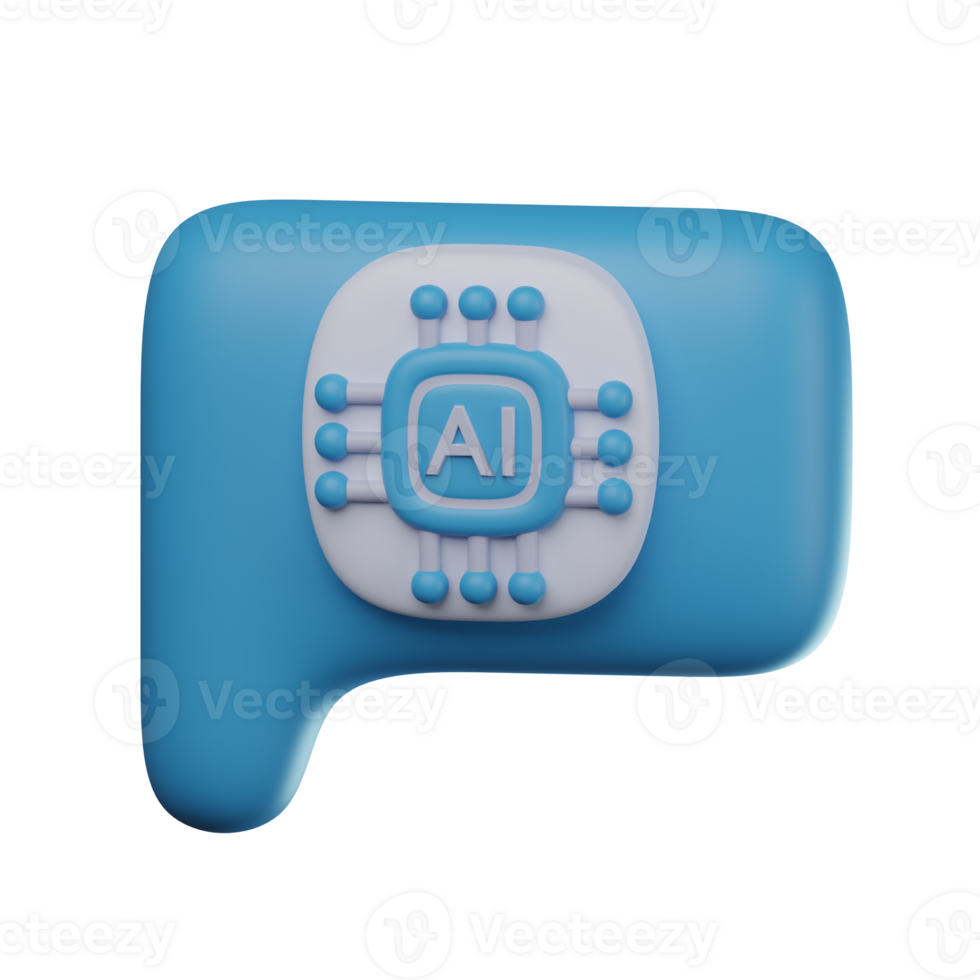3D AI Chat Transparent Icon Illustration png