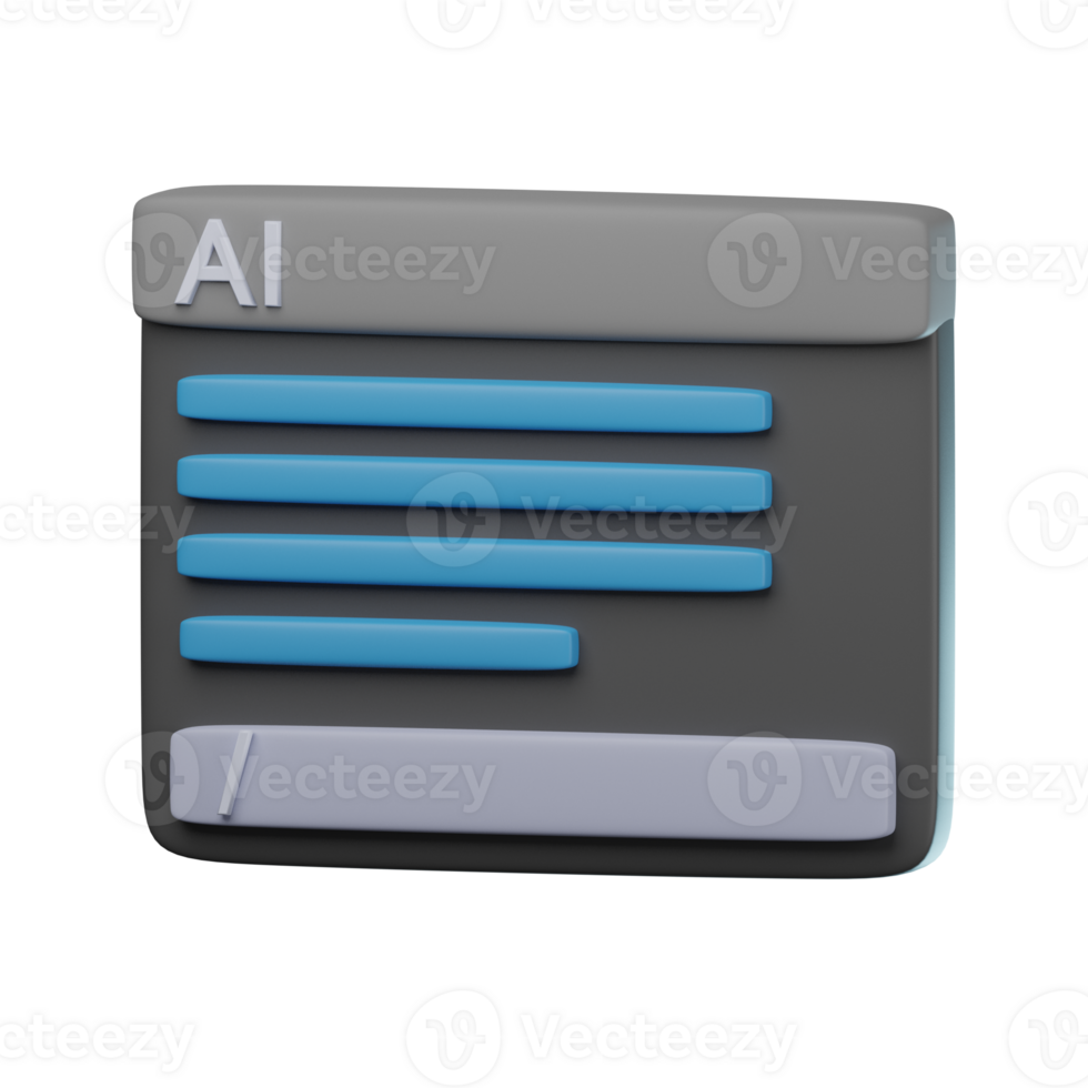 3D AI Command Prompt Transparent Icon Illustration png