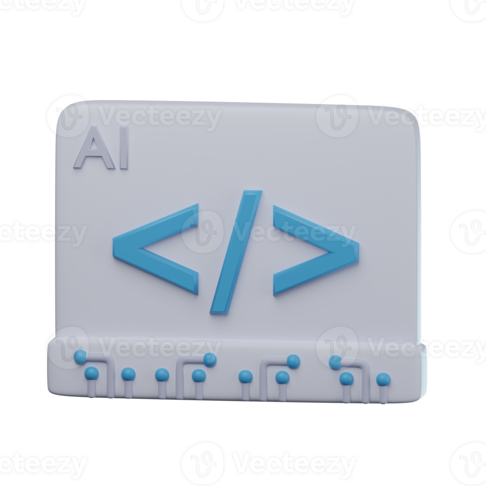 3D AI Programming Transparent Icon Illustration png