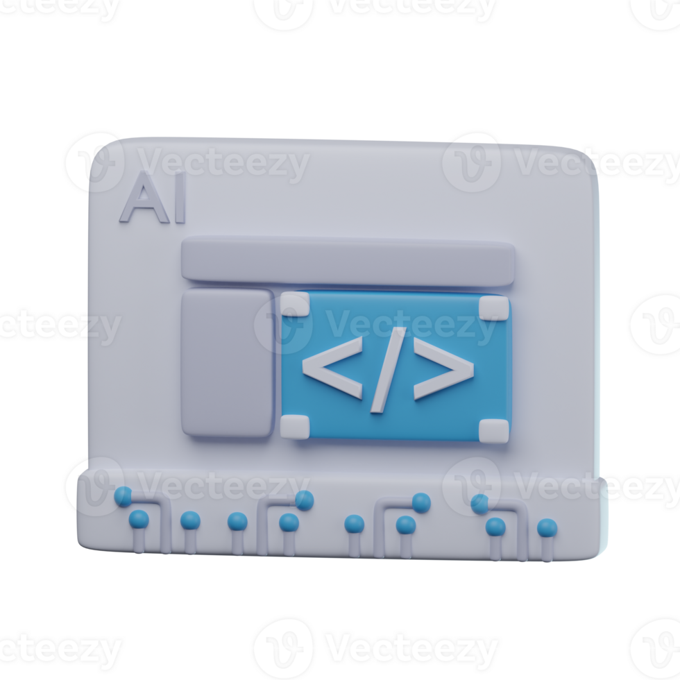3D AI Web Design Transparent Icon Illustration png