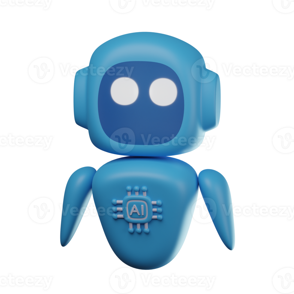 3D AI Robot Transparent Icon Illustration png