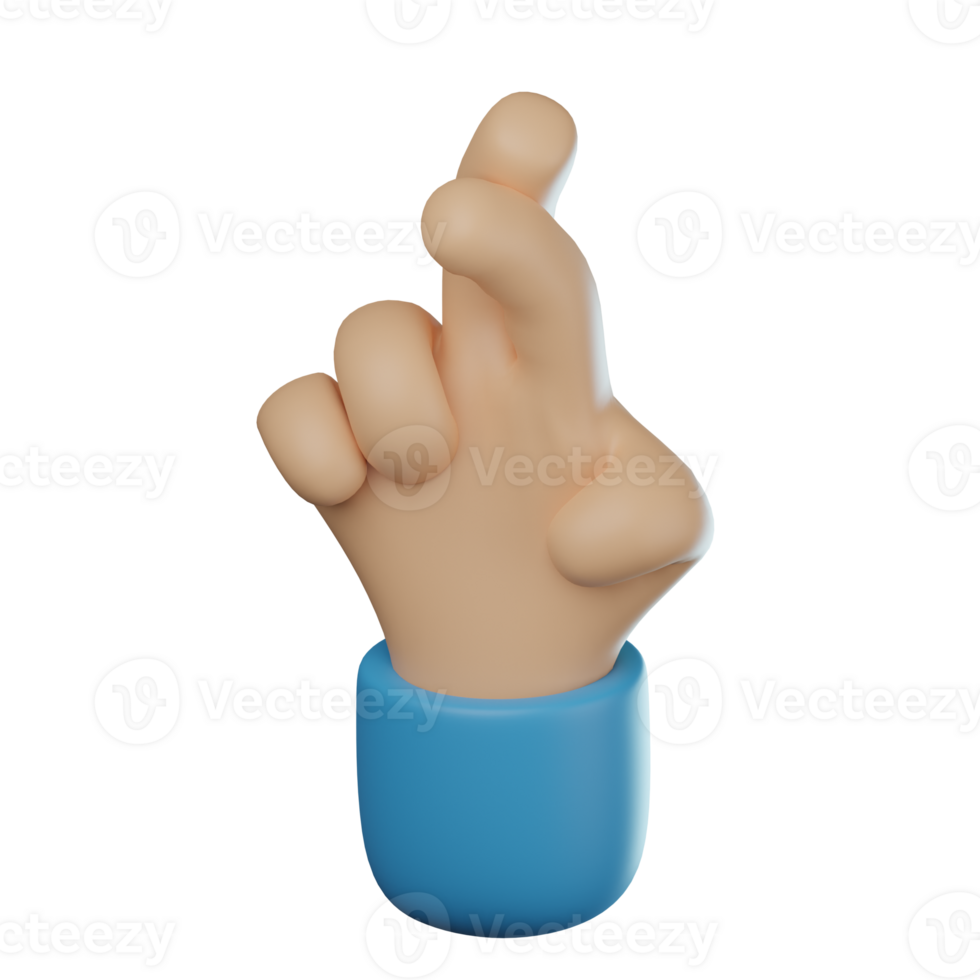 3D Crossed Finger Hand Gesture Transparent Icon Illustration png