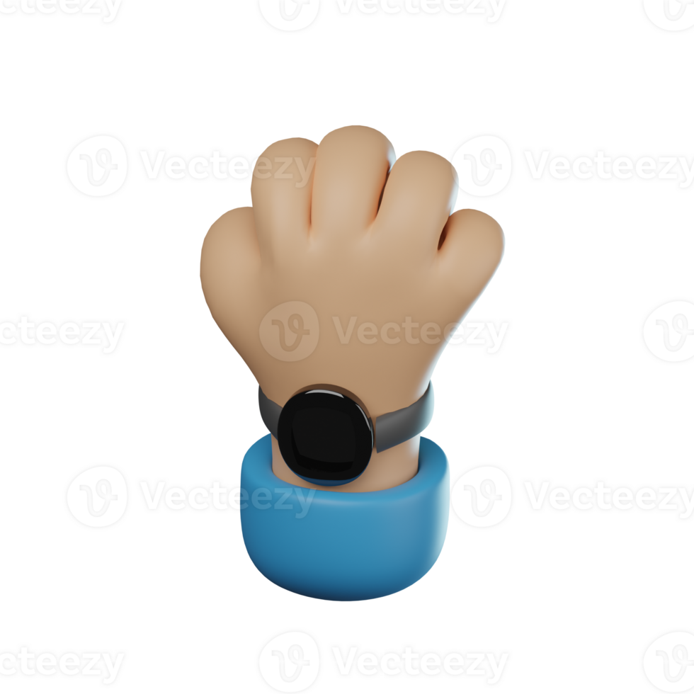 3D Hand Wearing Watch Hand Gesture Transparent Icon Illustration png