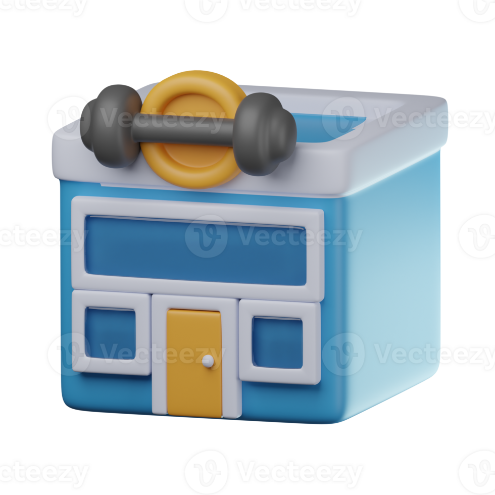 3D Gym Building Transparent Icon Illustration png