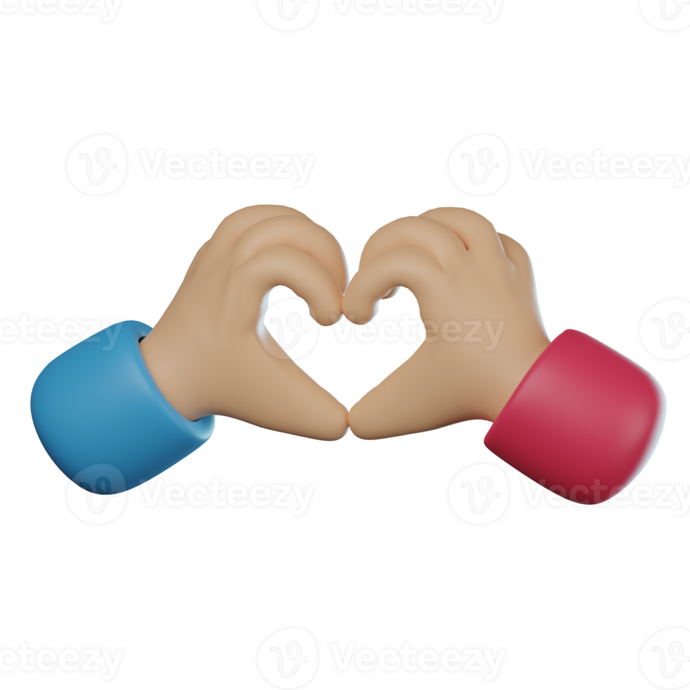 3D Heart Hand Gesture Transparent Icon Illustration png