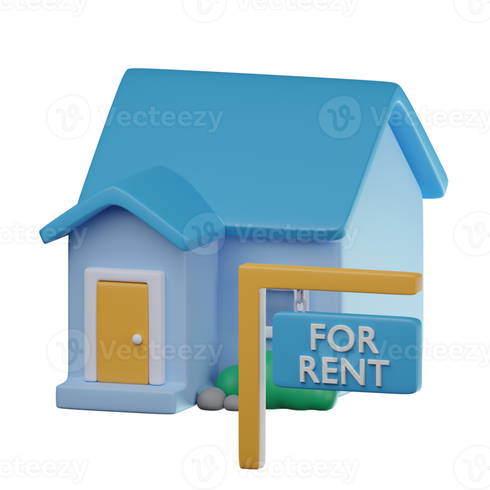 3D House Rent Transparent Icon Illustration png