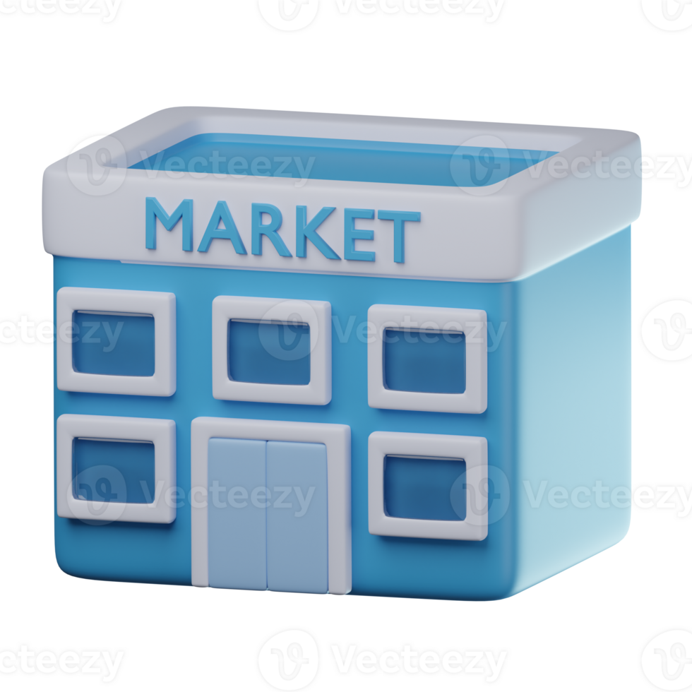 3D Market Building Transparent Icon Illustration png
