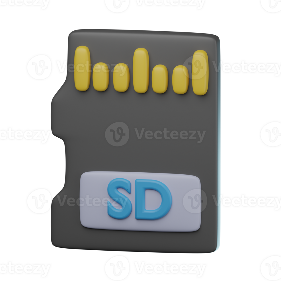 3D Memory Card Transparent Icon Illustration png