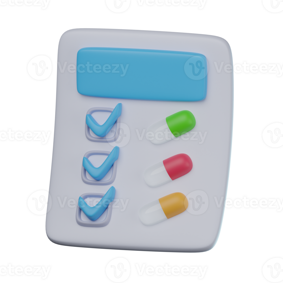 3D Medicine Checklist Transparent Icon Illustration png
