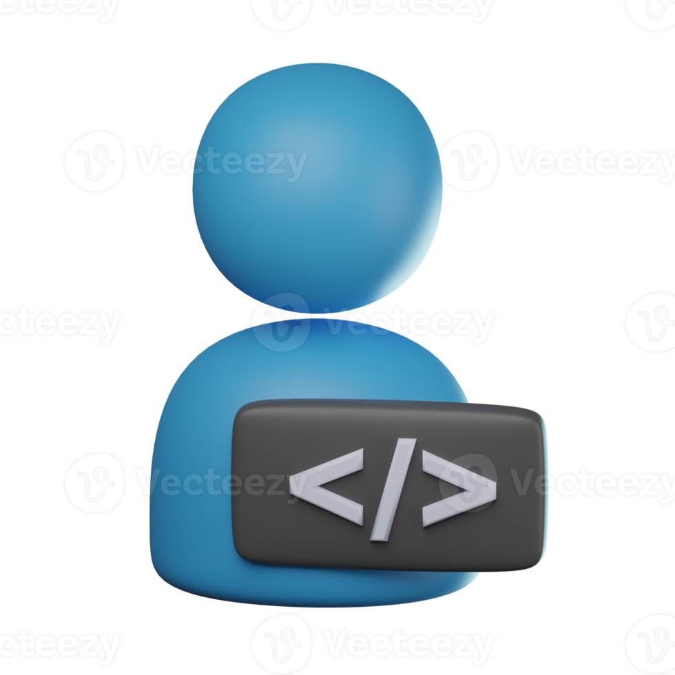 3D Programmer Transparent Icon Illustration png